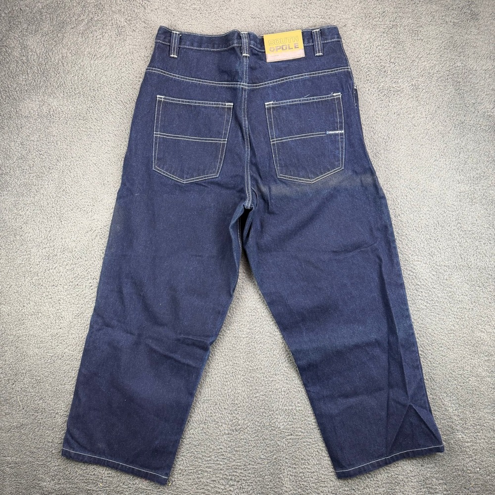 Southpole Authentic Collection Mens 36 Baggy Wide Leg Indigo Denim Jeans Y2K - Picture 7 of 8